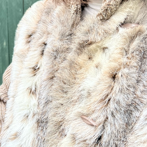 Vintage Faux Fur Knit Sleeve Coat Bohemian Retro - Picture 5 of 7